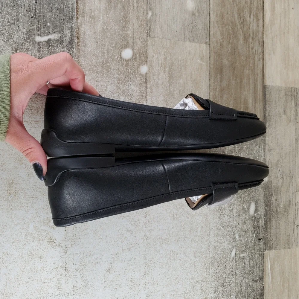 Franco Sarto Faris Womens Flats Sz 6 M Black Leather Round Toe Slip-On Shoes